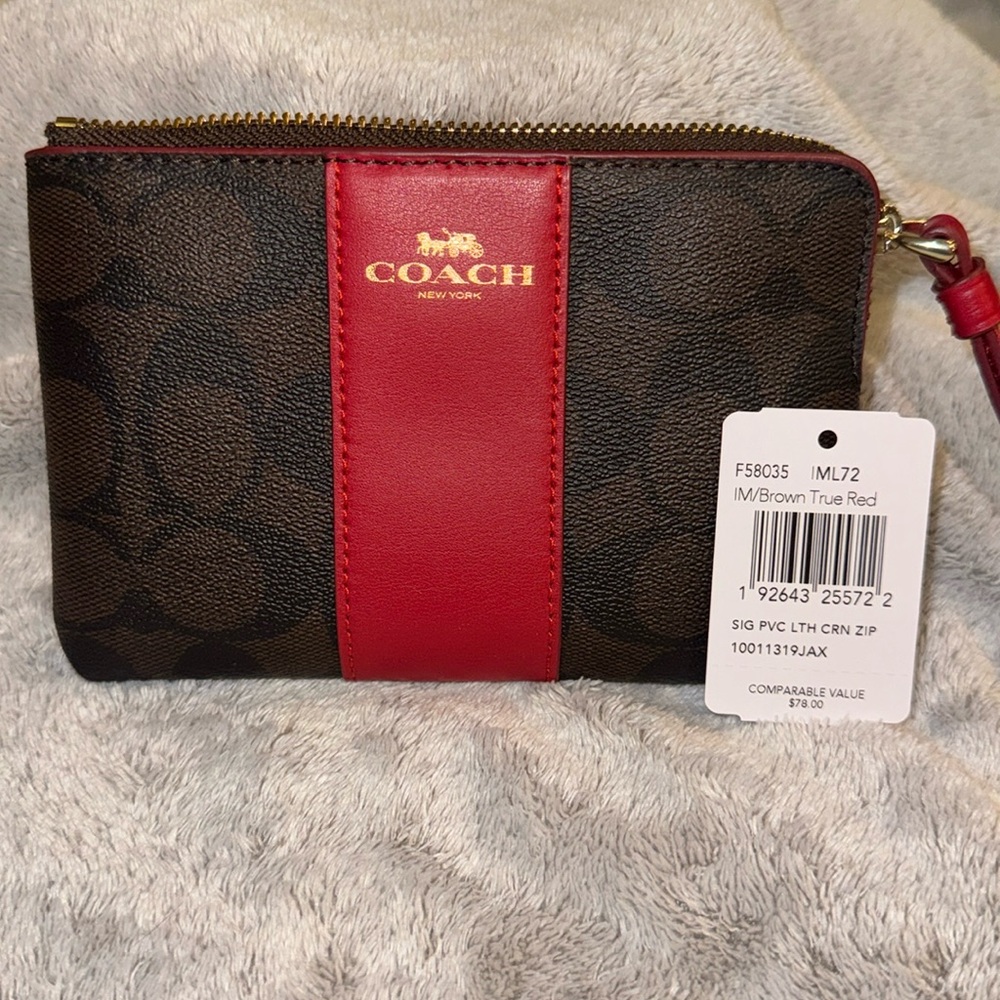 Coach leather zip wristlet